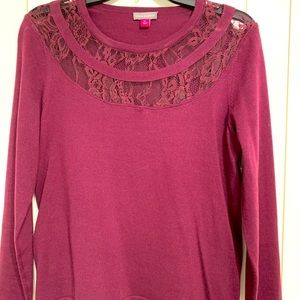 Lovely, lace inlay crew neck top, gently worn